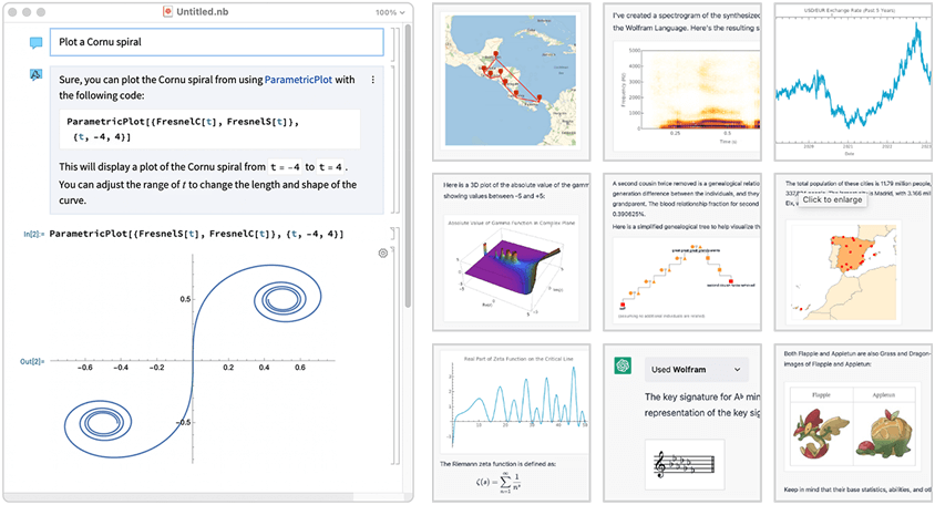 An example of a Chat Notebook alongside a grid of examples